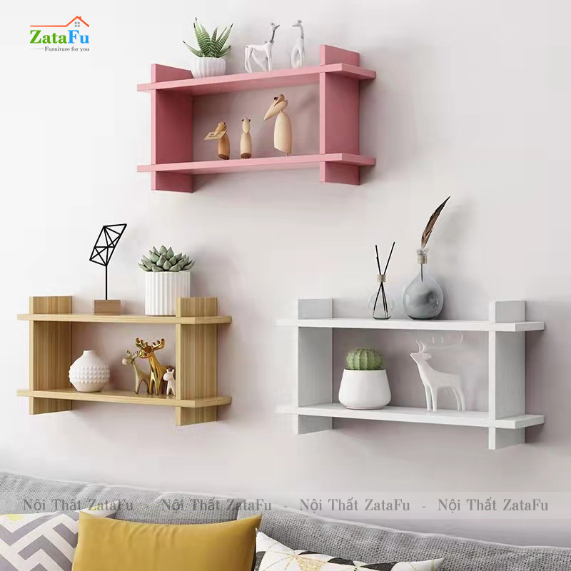 Kệ gỗ mini hình thang decor gắn tường xinh xắn KTT-113