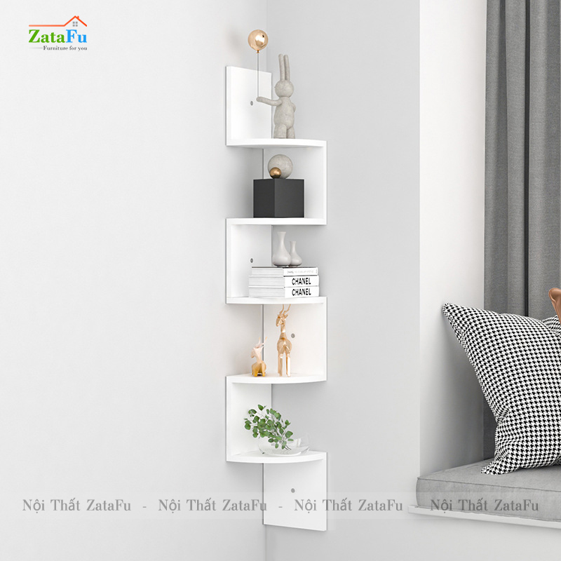 Kệ decor gỗ kệ sách gắn tường hình ziczac mới lạ cho căn phòng KTT-51