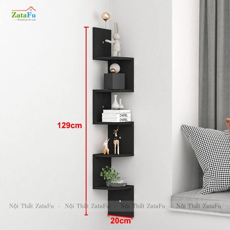 Kệ decor gỗ kệ sách gắn tường hình ziczac mới lạ cho căn phòng KTT-51