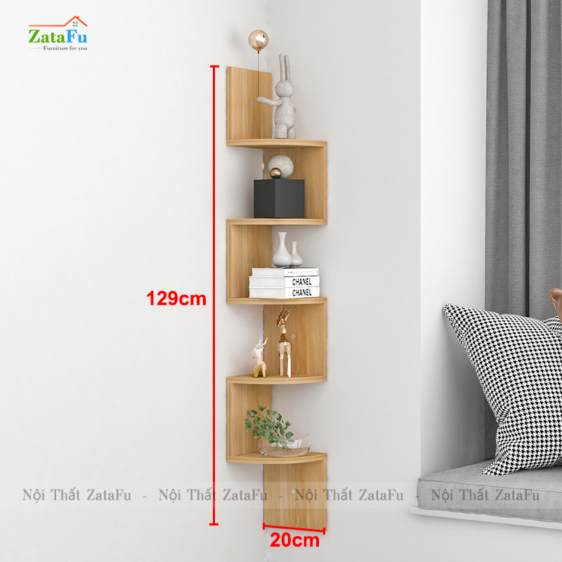 Kệ decor gỗ kệ sách gắn tường hình ziczac mới lạ cho căn phòng KTT-51