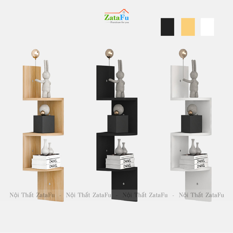 Kệ decor gỗ kệ sách gắn tường hình ziczac mới lạ cho căn phòng KTT-51