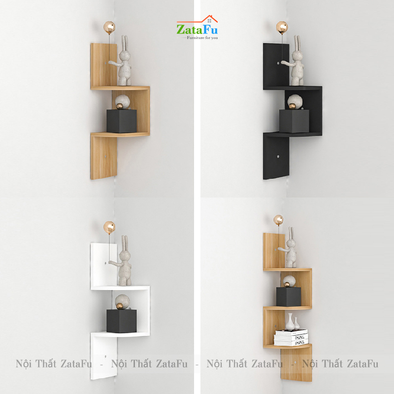 Kệ decor gỗ kệ sách gắn tường hình ziczac mới lạ cho căn phòng KTT-51