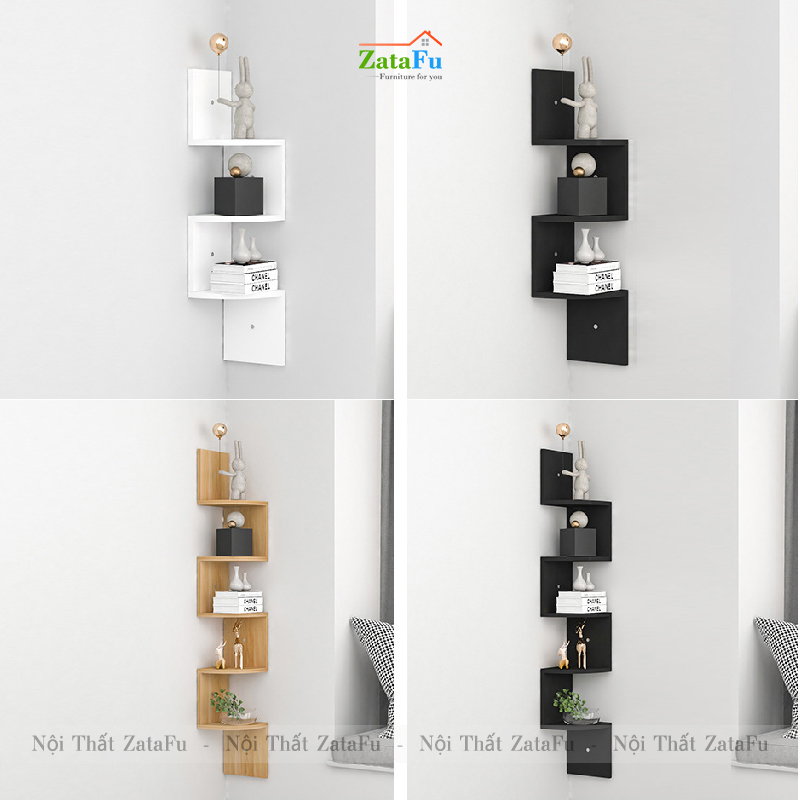 Kệ decor gỗ kệ sách gắn tường hình ziczac mới lạ cho căn phòng KTT-51