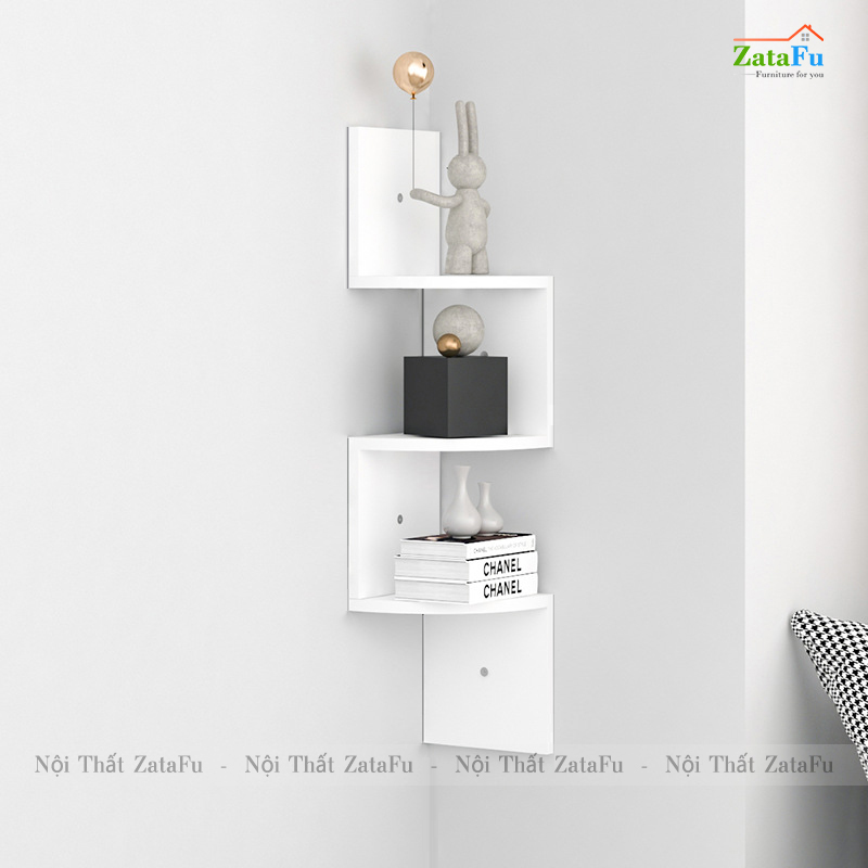 Kệ decor gỗ kệ sách gắn tường hình ziczac mới lạ cho căn phòng KTT-51