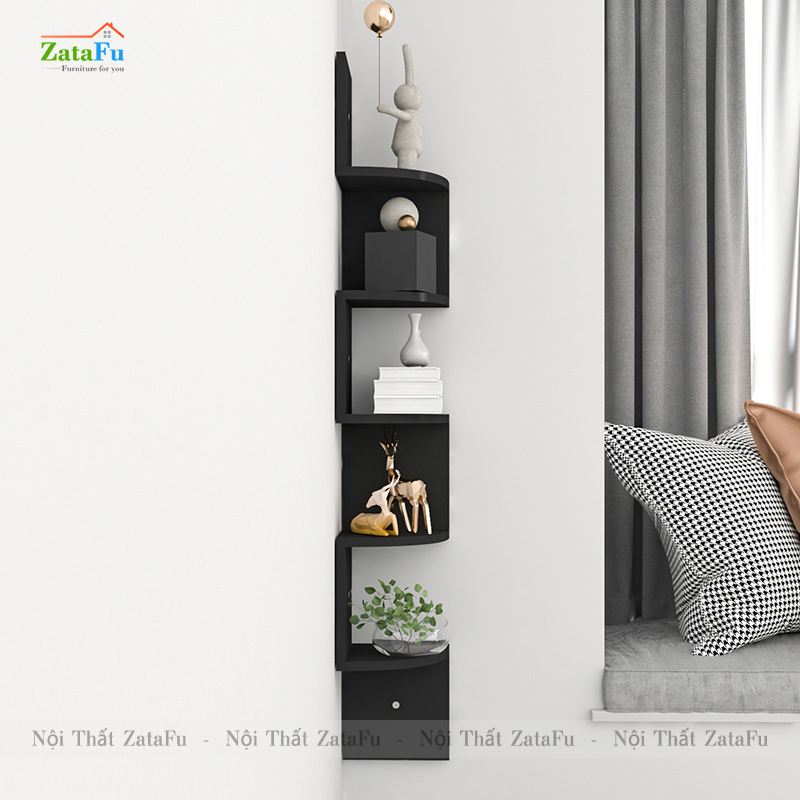 Kệ decor gỗ kệ sách gắn tường hình ziczac mới lạ cho căn phòng KTT-51