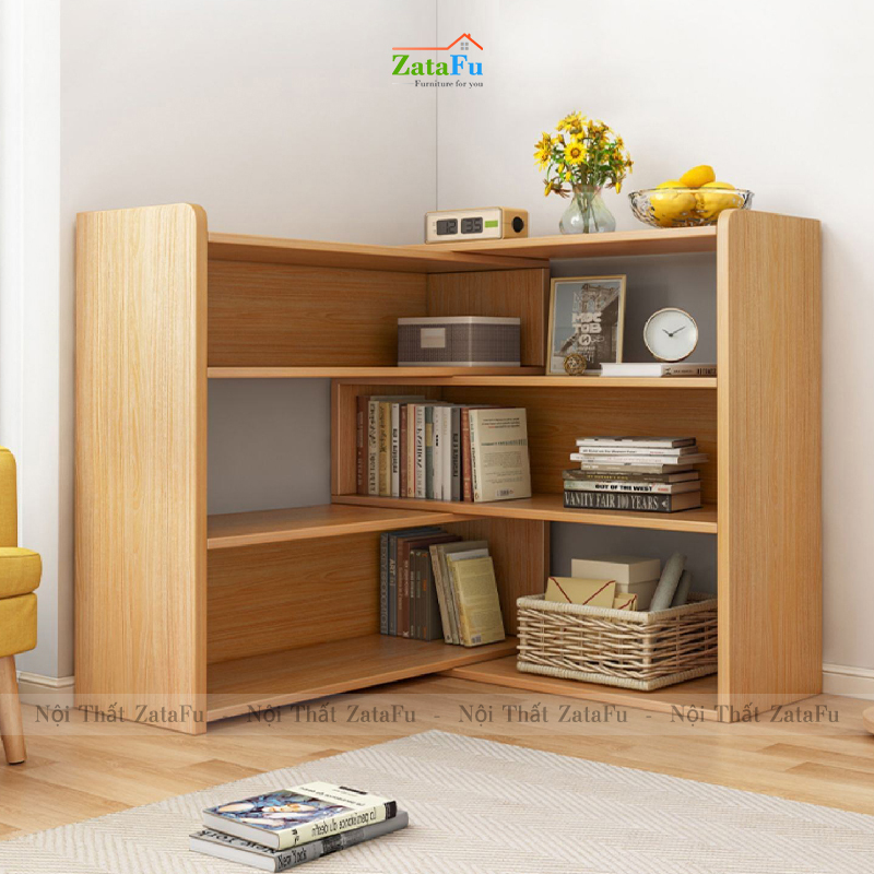 Kệ sách gỗ xoay gấp gọn hiện đại cho phòng ngủ của bé KTT-61