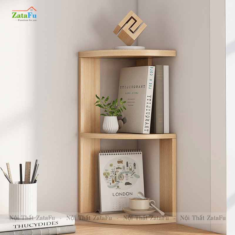 Kệ Sách Gỗ Góc Tường Trang Trí Decor Để Bàn Làm Việc KTT-119