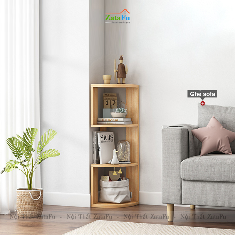 Kệ Sách Gỗ Góc Tường Trang Trí Decor Để Bàn Làm Việc KTT-119