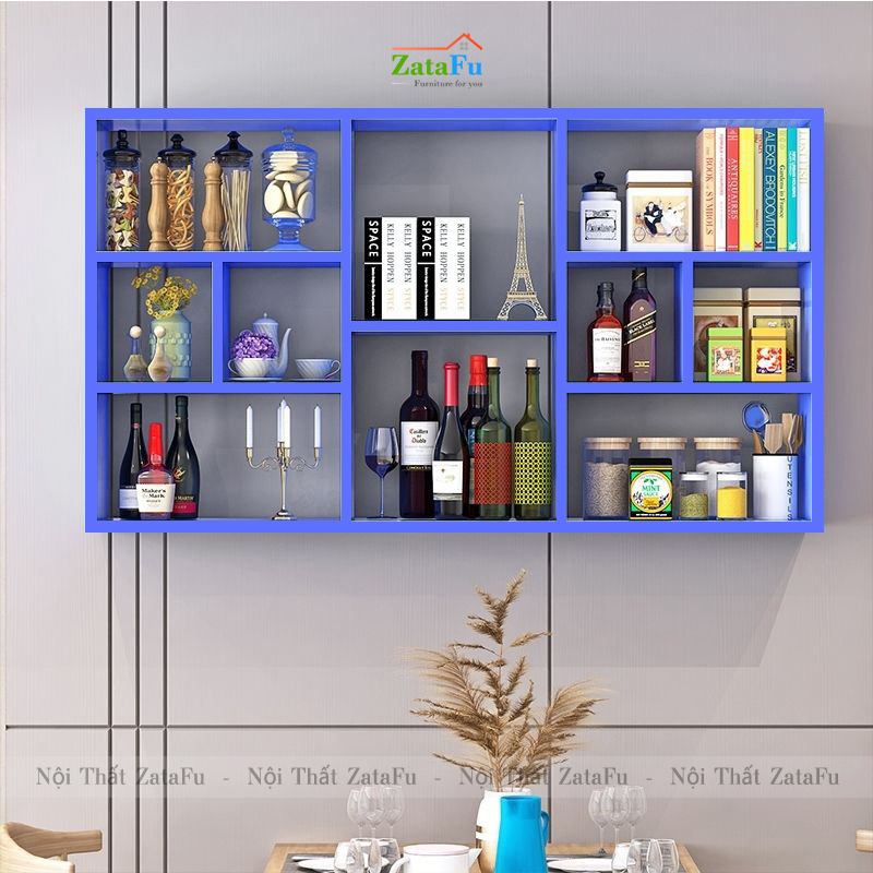 Kệ sách gắn tường trang trí phân ô phong cách KTT-124