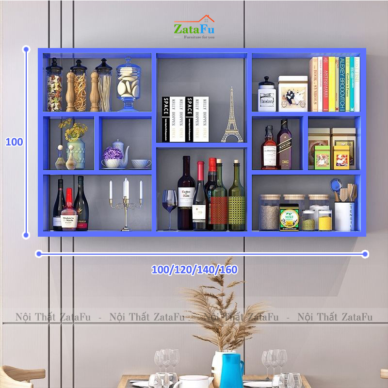 Kệ sách gắn tường trang trí phân ô phong cách KTT-124