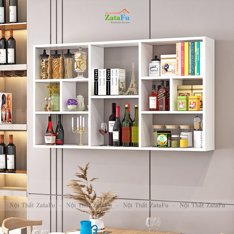Kệ sách gắn tường trang trí phân ô phong cách KTT-124