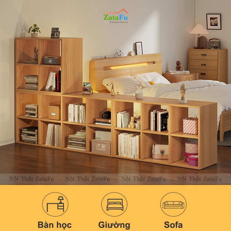 Kệ Trang Trí Ô Vuông Nhiều Tầng Nhiều Ngăn Cho Phòng Khách Phòng Ngủ Dùng Ván MDF Dày 17mm KTT-84