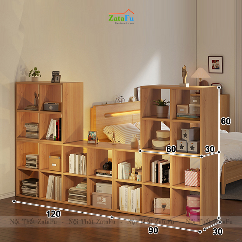 Kệ Trang Trí Ô Vuông Nhiều Tầng Nhiều Ngăn Cho Phòng Khách Phòng Ngủ Dùng Ván MDF Dày 17mm KTT-84