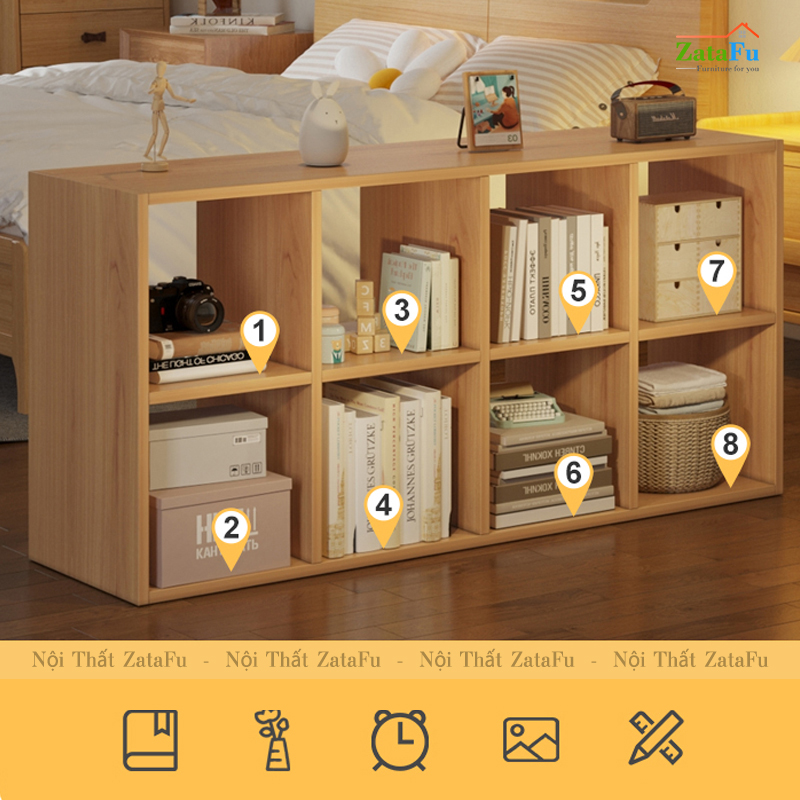 Kệ Trang Trí Ô Vuông Nhiều Tầng Nhiều Ngăn Cho Phòng Khách Phòng Ngủ Dùng Ván MDF Dày 17mm KTT-84