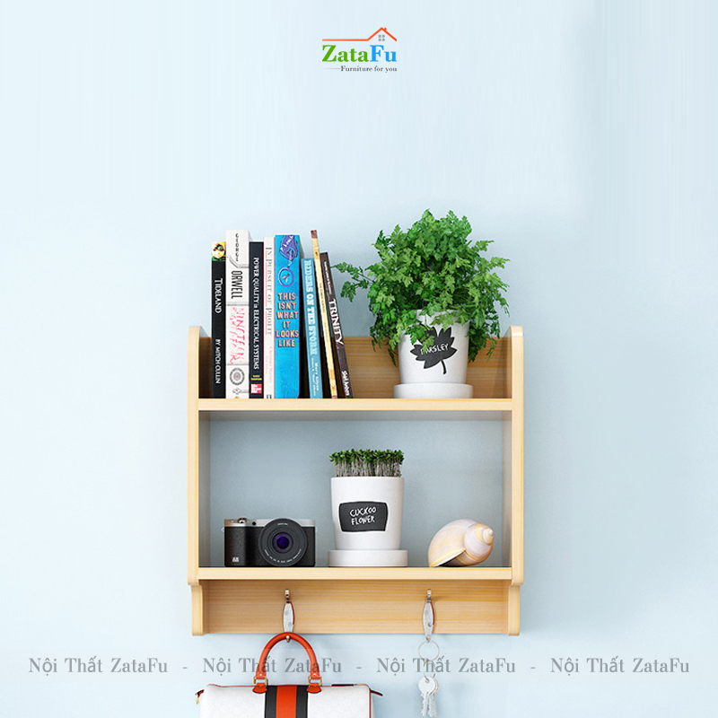 Kệ sách, kệ trang trí, kệ móc đồ treo tường đa năng KTT-82