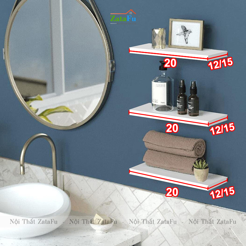 Kệ decor treo tường nhiều kích thước rộng 12cm KTT-91