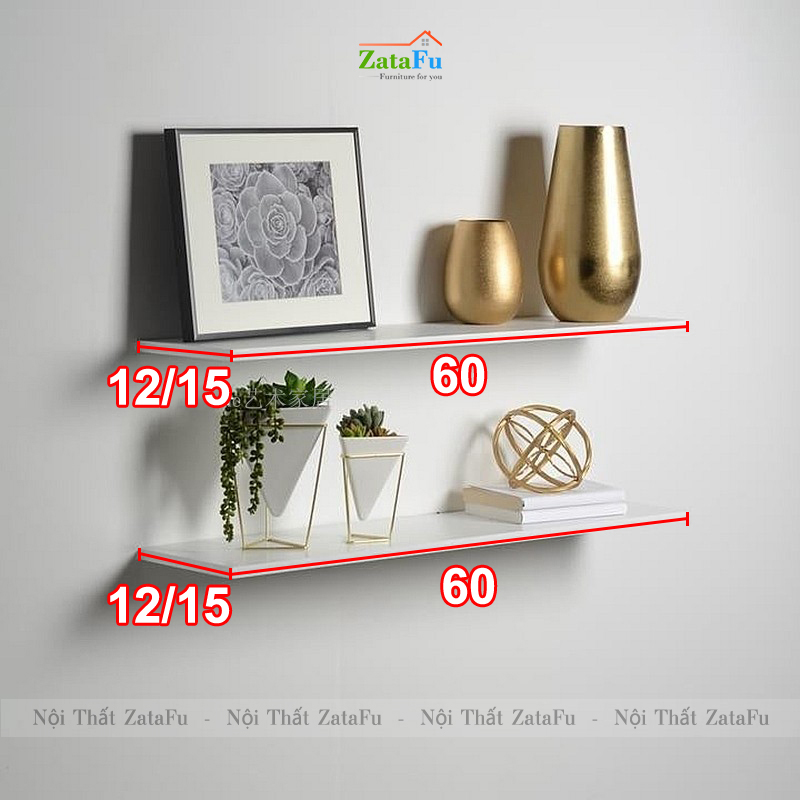 Kệ decor treo tường nhiều kích thước rộng 12cm KTT-91