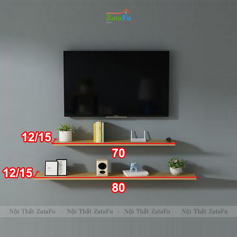 Kệ decor treo tường nhiều kích thước rộng 12cm KTT-91