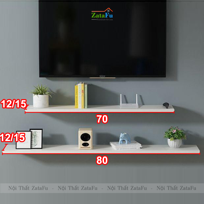 Kệ decor treo tường nhiều kích thước rộng 12cm KTT-91