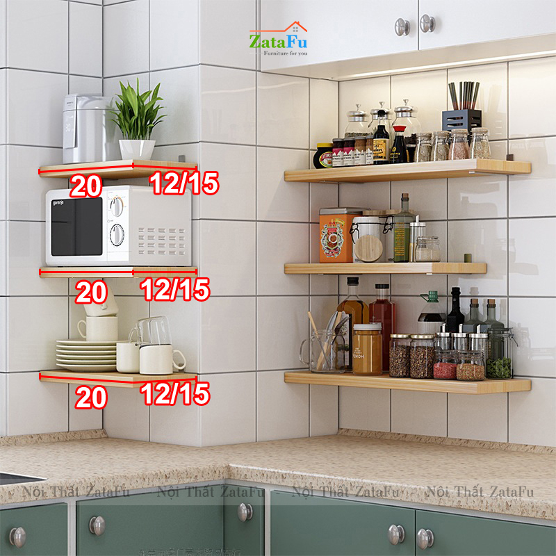 Kệ decor treo tường nhiều kích thước rộng 12cm KTT-91