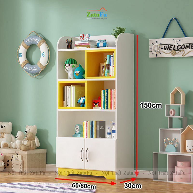 Tủ Kệ Sách Trang Trí Phối Màu Sinh Đông Cho Nội Thất Trẻ Em, Phòng Khách TUTT-45