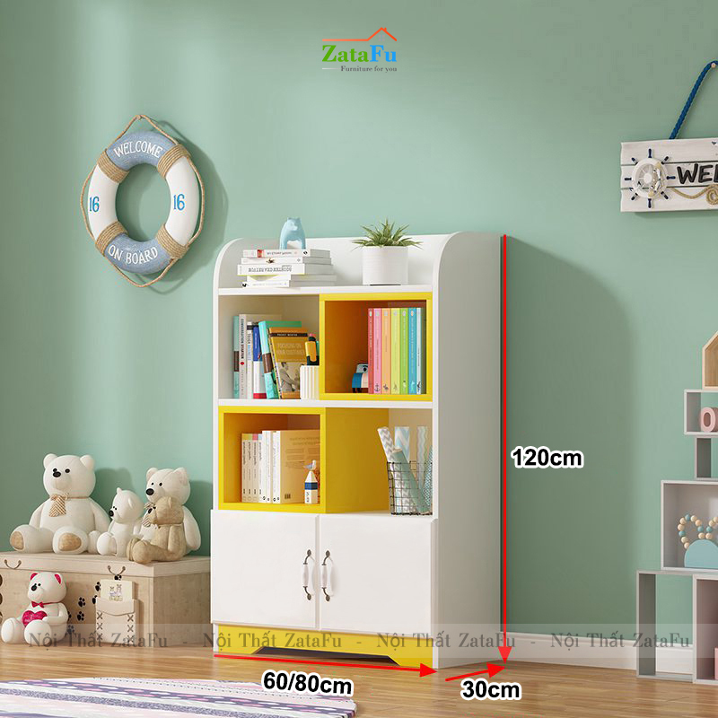 Tủ Kệ Sách Trang Trí Phối Màu Sinh Đông Cho Nội Thất Trẻ Em, Phòng Khách TUTT-45
