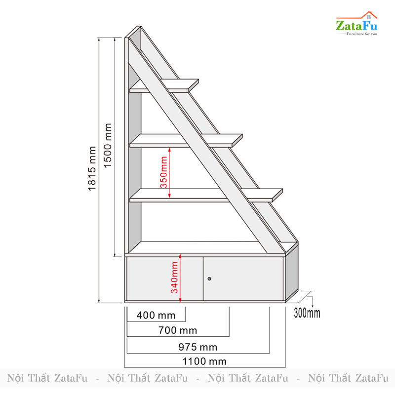 Kệ Sách Ngăn Phòng Khách, Kệ Trang Trí Showroom Hình Tam Giác KTT-40