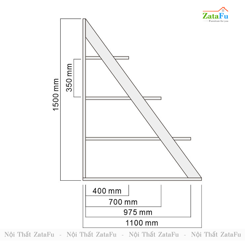 Kệ Sách Ngăn Phòng Khách, Kệ Trang Trí Showroom Hình Tam Giác KTT-40