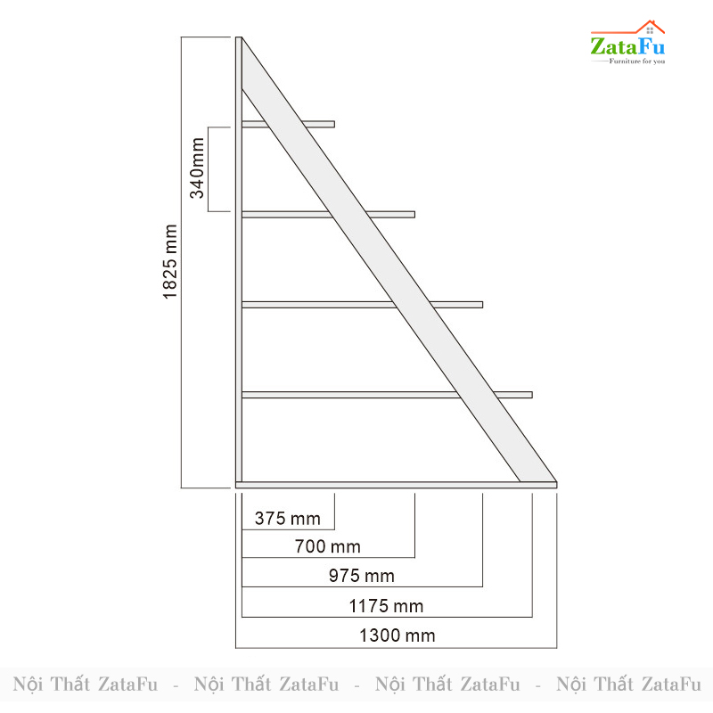 Kệ Sách Ngăn Phòng Khách, Kệ Trang Trí Showroom Hình Tam Giác KTT-40