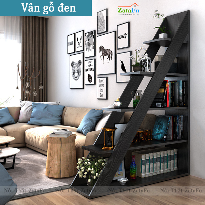 Kệ Sách Ngăn Phòng Khách, Kệ Trang Trí Showroom Hình Tam Giác KTT-40