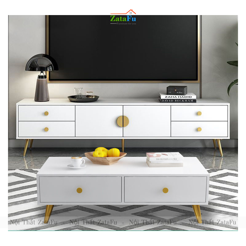 Kệ tivi chân crom mạ vàng hiện đại KTV-18