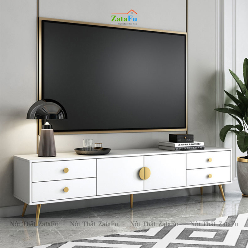 Kệ tivi chân crom mạ vàng hiện đại KTV-18