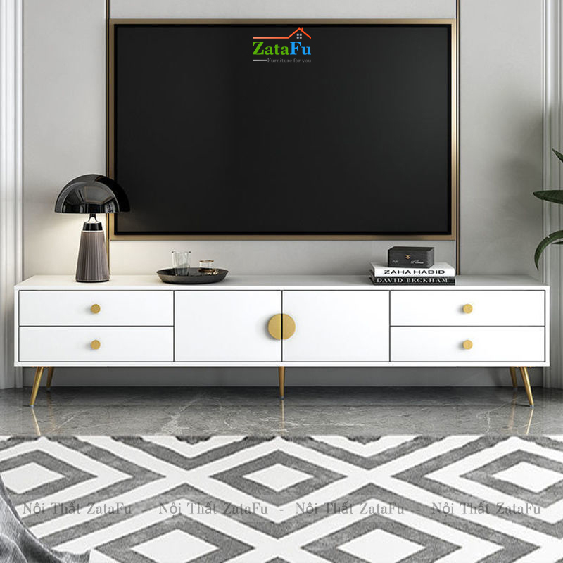 Kệ tivi chân crom mạ vàng hiện đại KTV-18
