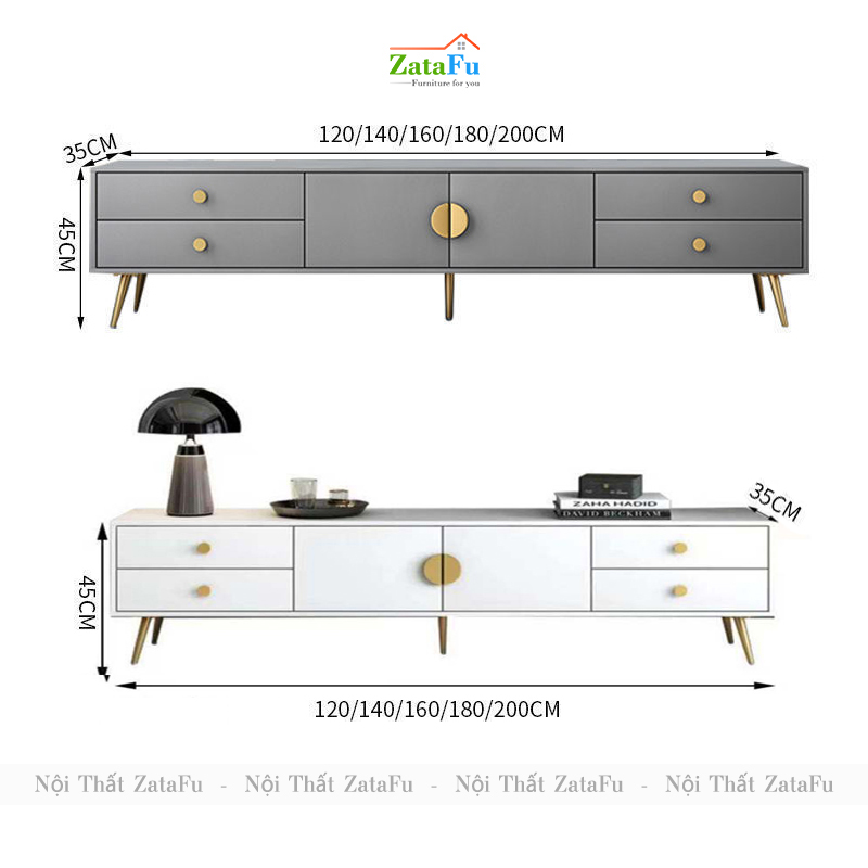 Kệ tivi chân crom mạ vàng hiện đại KTV-18