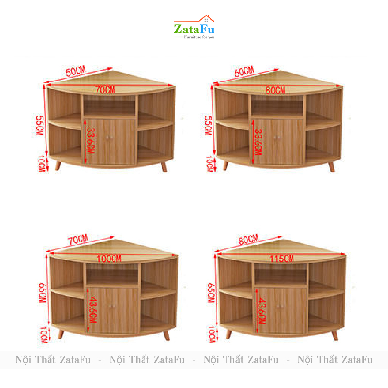 Tủ kệ tivi góc tường chân gỗ độc đáo KTV-41