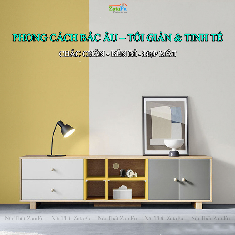 Kệ Tủ Tivi Phòng Khách Hiện Đại Thiết Ké Theo Phong Cách Bắc Âu KTV-49 ZataFu