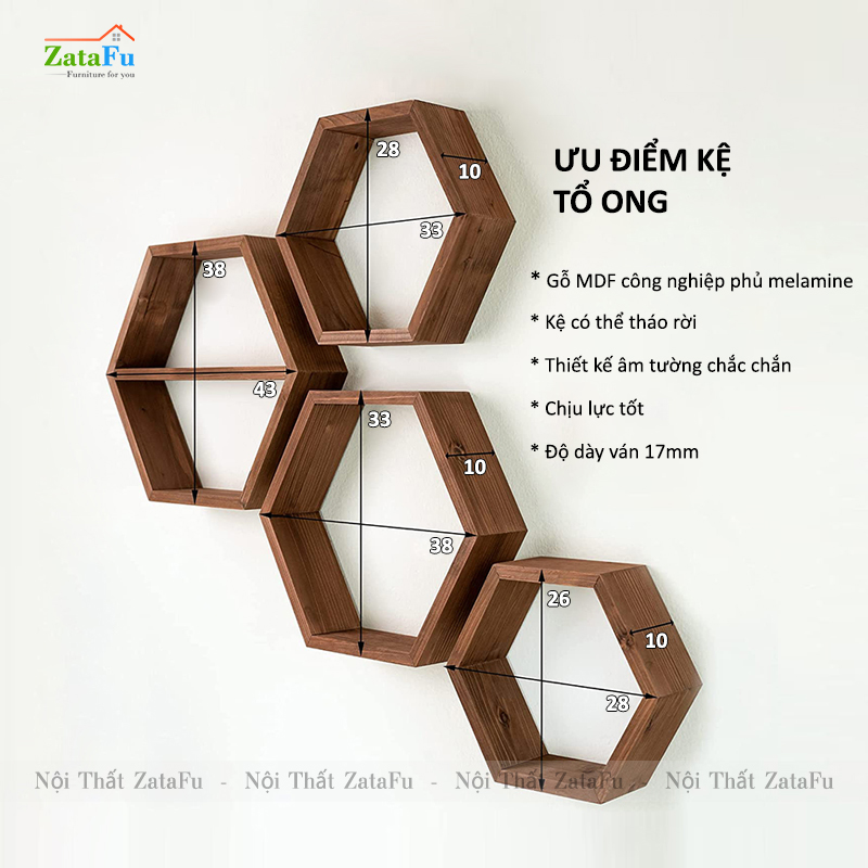 Kệ tổ ong decor gắn tường đa sắc KTT-116