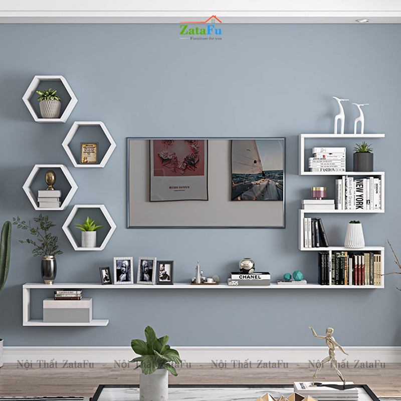 Kệ tổ ong decor gắn tường đa sắc KTT-116