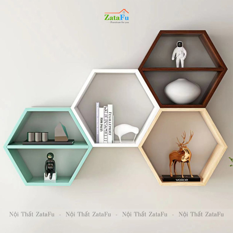 Kệ tổ ong decor gắn tường đa sắc KTT-116
