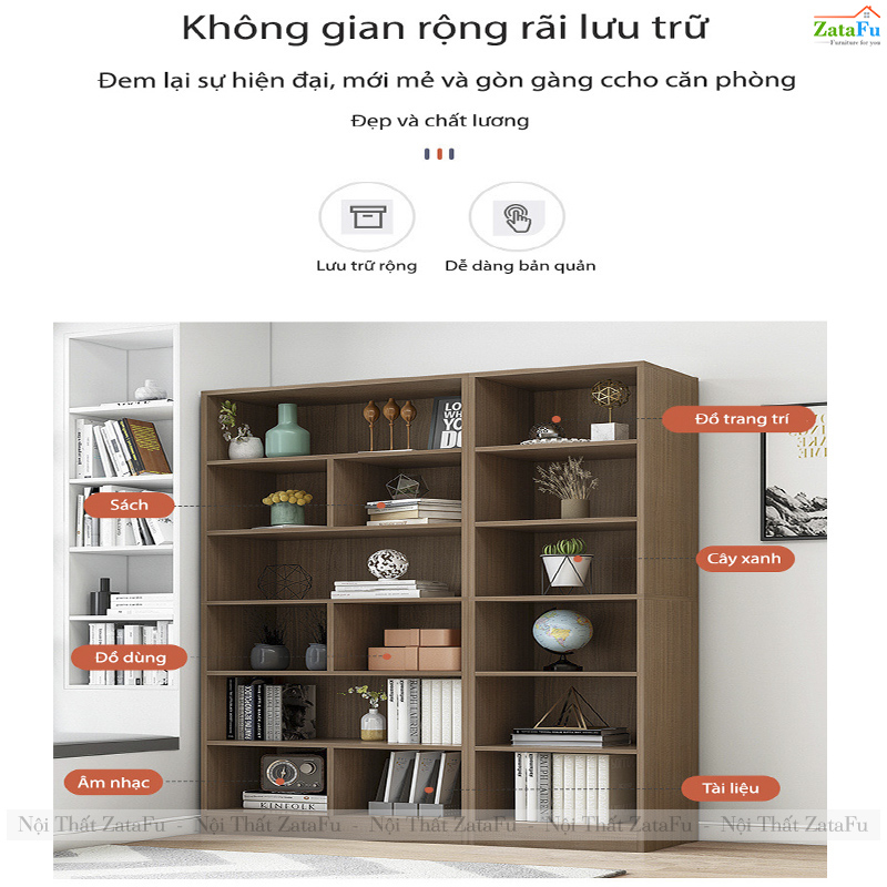 Kệ sách trang trí phòng khách hiện đại KTT-132