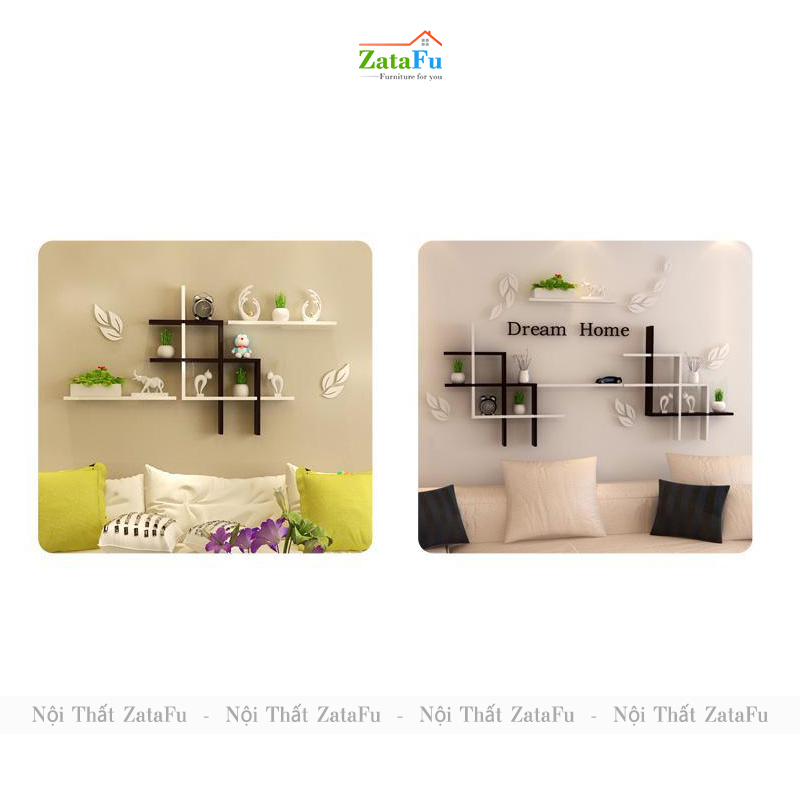 Kệ decor đan chéo ô vuông trang trí gắn tường độc đáo KTT-100