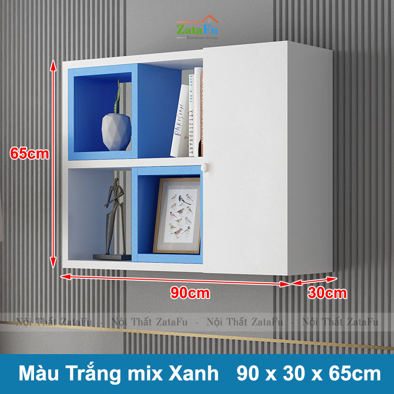 Tủ kệ giá sách gỗ trang trí treo tường đa sắc KTT-62