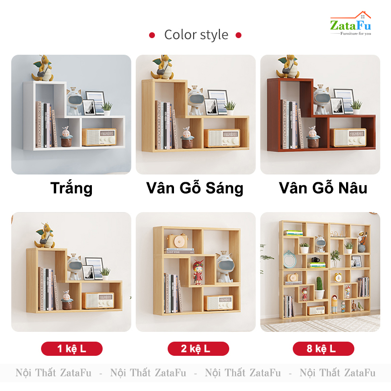 Kệ decor chữ L  phối hợp nhiều cách sử dụng đặc biệt KTT-122