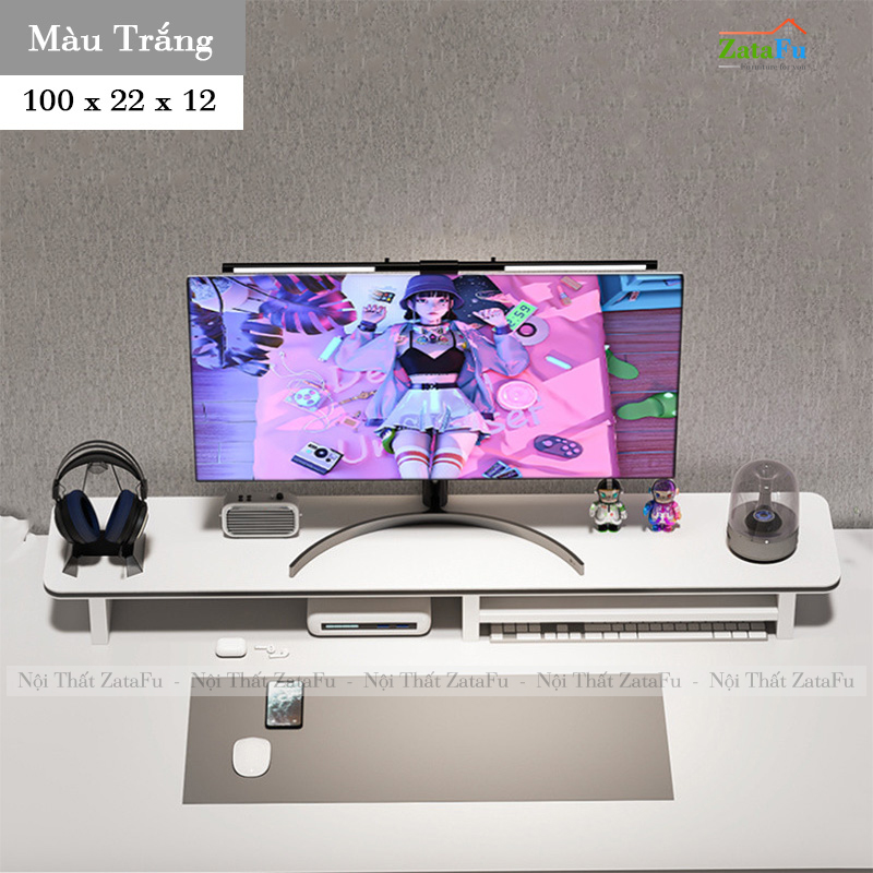 Kệ Để Màn Hình Máy Tính Để Bàn Decor Trang Trí Bàn Làm Việc Cạnh Bo Cong KVT-05