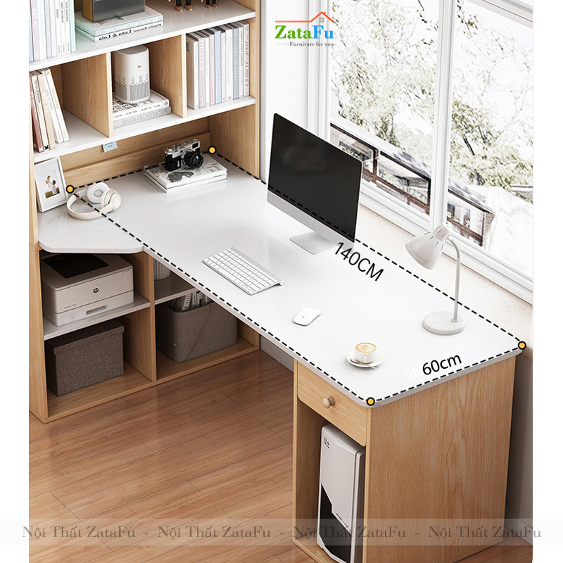 Bàn làm việc kèm kệ sách cao cấp BLV-31