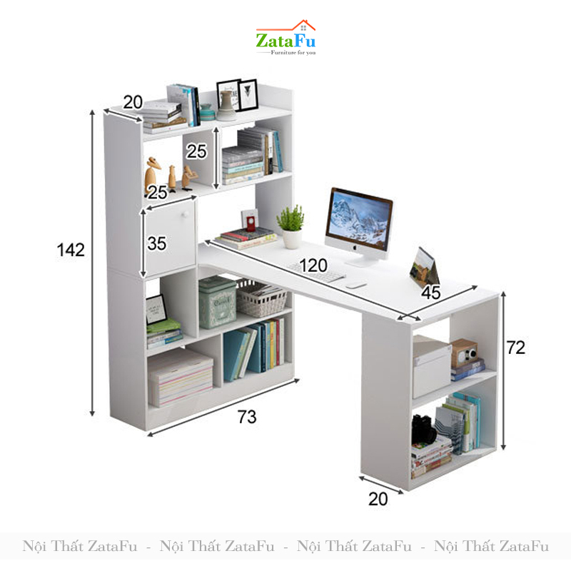 Bàn học làm việc gỗ có kệ sách giá rẻ BLV-25