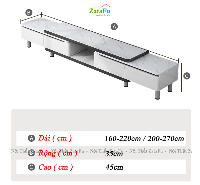 Kệ Tủ Tivi Thiết Kế Hiện Đại Trang Trí Phòng Khách Có Thể Tùy Chỉnh Kích Thước KVT-47 ZataFu
