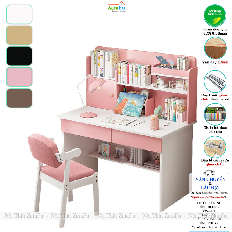 Bàn Học Gỗ Công Nghiệp Kết Hợp Kệ Sách Xinh Xắn Cho Bé BLV- 93