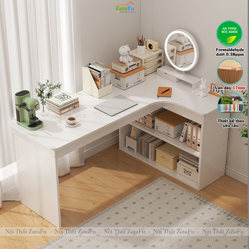 Bàn Học Bàn Làm Việc Góc Tường Chữ L Phong Cách Hiện Đại BLV-160 ZataFu