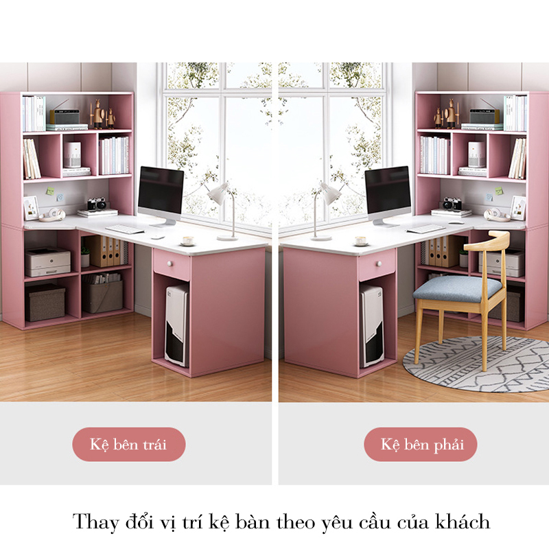 Bàn làm việc kèm kệ sách cao cấp BLV-31